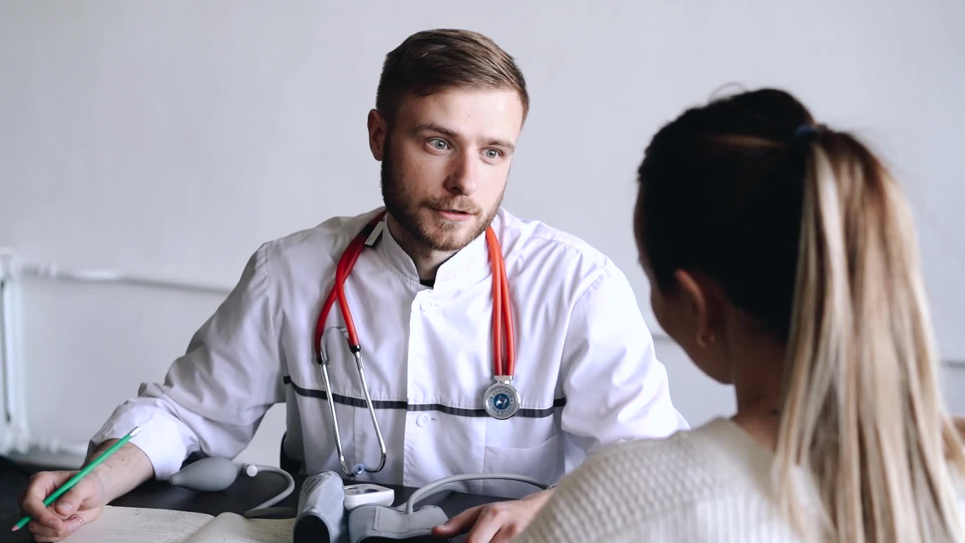Illustrative doctor and patient consultation